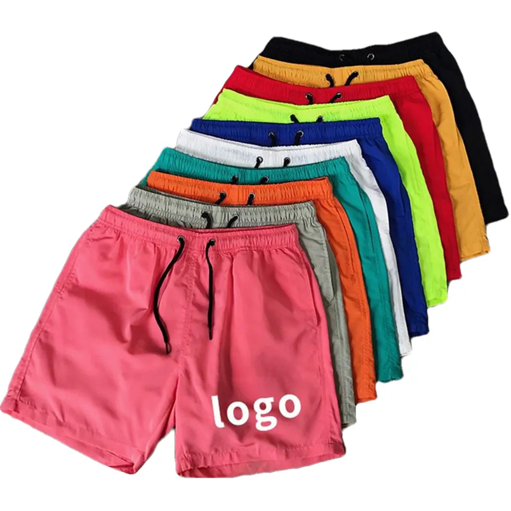 Elastic Waist Men Beach Shorts Polyester Running Shorts Gym Shorts Custom Logo Printing For Men 1 Piece 100% Polyester Knitted