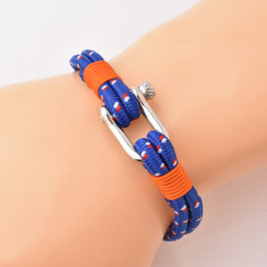 Tendance hommes mode unisexe marin Nylon cire cordon Bracelets à breloques manille - Product Image 2