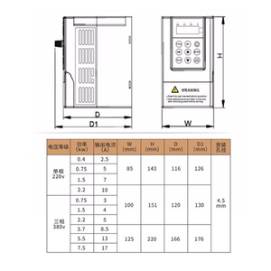 ตัวแปลงความถี่แบบเฟสเดียว 220V เป็นสามเฟส 380V รุ่น DC-E-4T-1.74G ของแท้ในสต็อก กำลังไฟ 0.75KW-7.5KW ตัวควบคุมความเร็วมอเตอร์ AC - Product Image 4