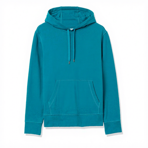 เสื้อฮู้ดผู้ชายสีเขียวอมฟ้า ทรงปกติ สวมใส่สบาย สีพื้น ดีไซน์กระเป๋าแบบถัก เหมาะสำหรับใส่ในฤดูใบไม้ร่วง - Product Image 3