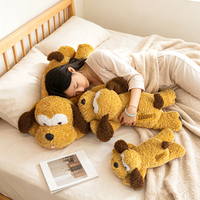 Coussin en peluche chien jaune couché, mignon avec langue sortie, compagnon de sommeil, décoration de canapé et de maison, cadeau, vente en gros