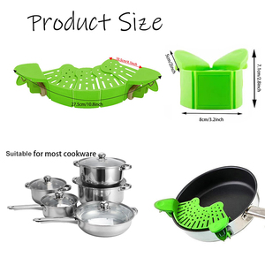 Passoire pliable mains libres OEM d'usine et passoire à pâtes à clipser en silicone réglable pour toutes les casseroles et poêles - Product Image 2