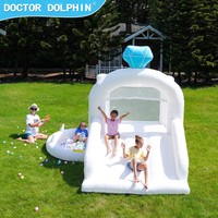 Château gonflable personnalisé Doctor Dolphin en tissu Oxford certifié EN71, petite taille, logo personnalisé, installation facile pour les enfants à la maison