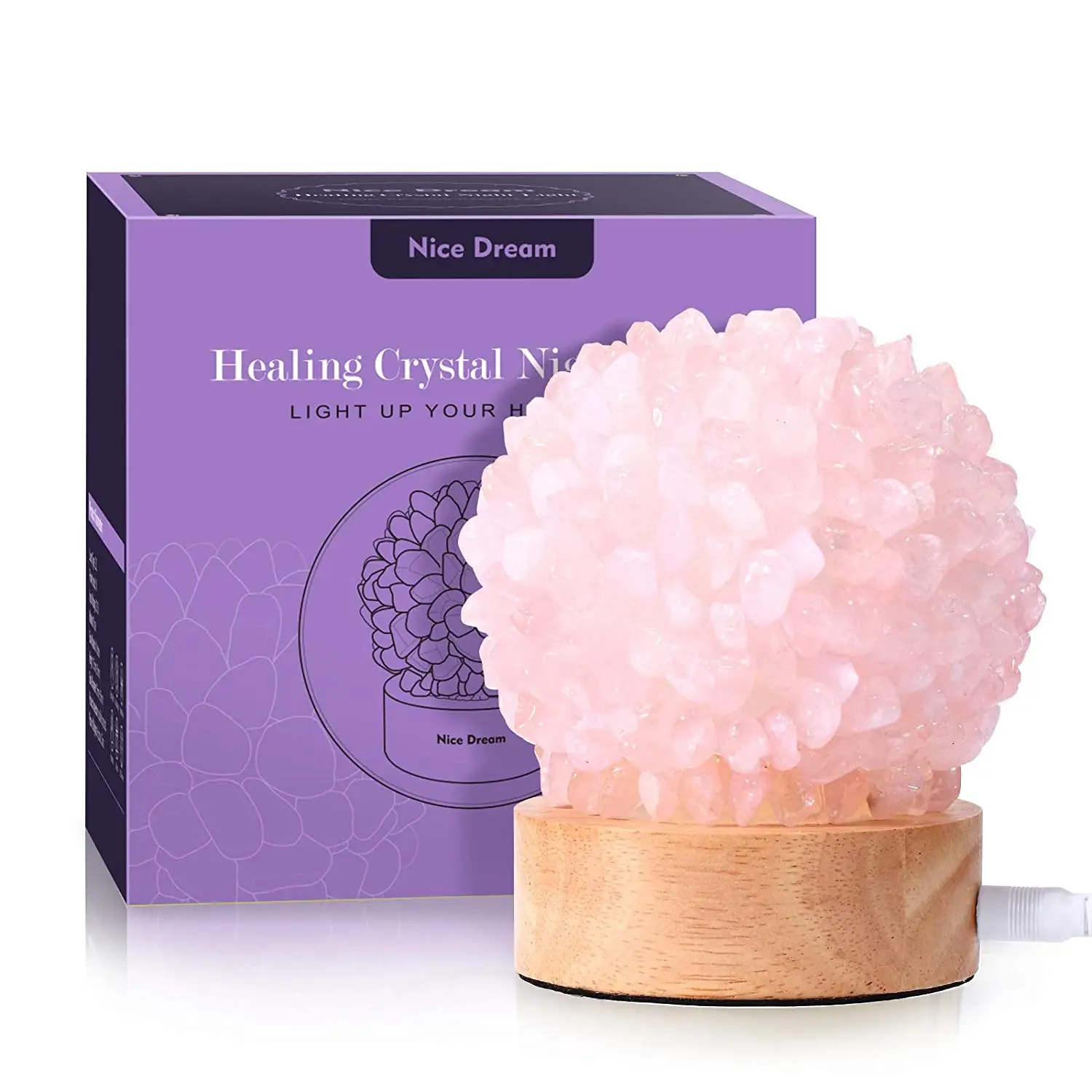 Natural quartz crystals healing stones clear rose quartz crystal chips table lamp crystal lamp night lights