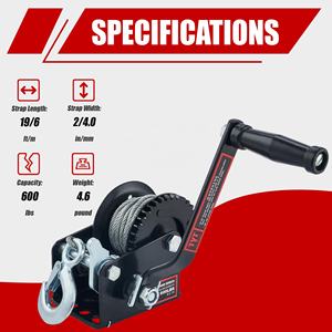 โรงงานผลิตโดยตรง รอกมือหมุน 600 ปอนด์ พร้อมสายเหล็ก 6 เมตร เฟืองเหล็กชุบแข็ง รอกมือหมุนสำหรับงานหนัก ระดับมืออาชีพ สำหรับเรือและรถพ่วง - Product Image 2