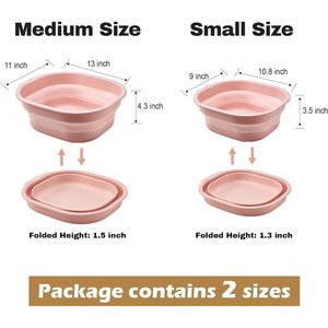 Premium pieghevole PP lavabo Set 2 bacini di plastica portatile per viaggi e lavanderia pieghevole piccole bottiglie di medie dimensioni - Product Image 5