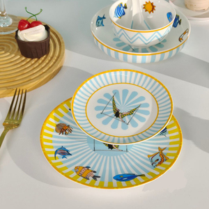 Juego de Vajilla de Cerámica de 6 Piezas con Diseño de Peces Marinos, Fresco y Divertido - Product Image 3