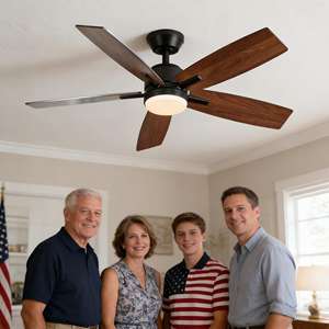 Ventilateurs de plafond LED modernes à commande à distance, moteur DC réversible, pales en contreplaqué, 6 vitesses, 5 pales, <span class=keywords><strong>CRI</strong></span> élevé 95, garantie 5 ans, directement de l'usine - Product Image 4