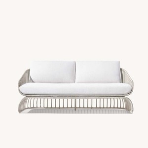 Terrazza esterna divano <span class=keywords><strong>giardino</strong></span> <span class=keywords><strong>bianco</strong></span> tessuto in rattan struttura in metallo divano <span class=keywords><strong>da</strong></span> esterno - Product Image 4