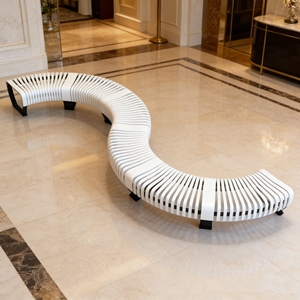Muebles para Espacios Públicos Y870C, Banco Curvo con Listones, Escultura Artística para Centros Comerciales, Jardines, Resorts y Decoración de Paisajes - Product Image 5