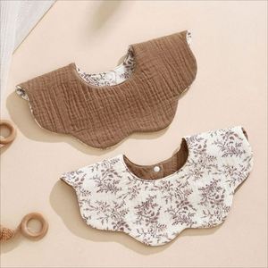 Baberos de Tela de Algodón Unisex para Bebé, Baberos de Hilo Suave Impermeables con Diseño Floral de Bandana y Cierre de Botón, Baberos de Algodón para Alimentación - Product Image 2