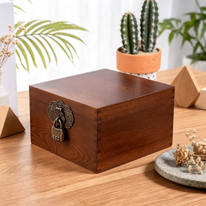 Caja de Regalo de Madera de Pino con Corte Láser Personalizado, con Tapa con Bisagras, Caja de Almacenamiento de Arte Popular, Embalaje para Recuerdos Navideños, Impresión de Logotipo OEM - Product Image 5