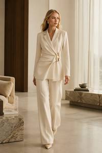 Conjunto de Traje de 2 Piezas para <span class=keywords><strong>Mujer</strong></span>, <span class=keywords><strong>Blazer</strong></span> con Detalle de Hebilla y Pantalones de Pierna Recta, 6 Colores, Atuendo de Oficina para Dama, Tallas XS-L, Solo <span class=keywords><strong>Blazer</strong></span>/Conjunto Completo - Product Image 6