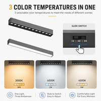 Spot LED magnétique ultra-plat 3CCT 6 mm pour rail, éclairage de plafond contemporain à montage en surface pour salon