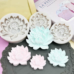 <span class=keywords><strong>Moule</strong></span> en silicone jetable en forme de fleur de lotus - pour chocolat, fondant, résine, plâtre et pierres diffuseuses, outil de bricolage - Product Image 3