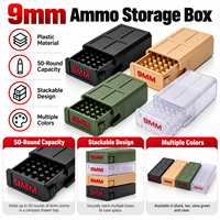 Boîte à munitions de 9 mm, capacité de 50 cartouches, boîte de rangement en plastique transparent empilable