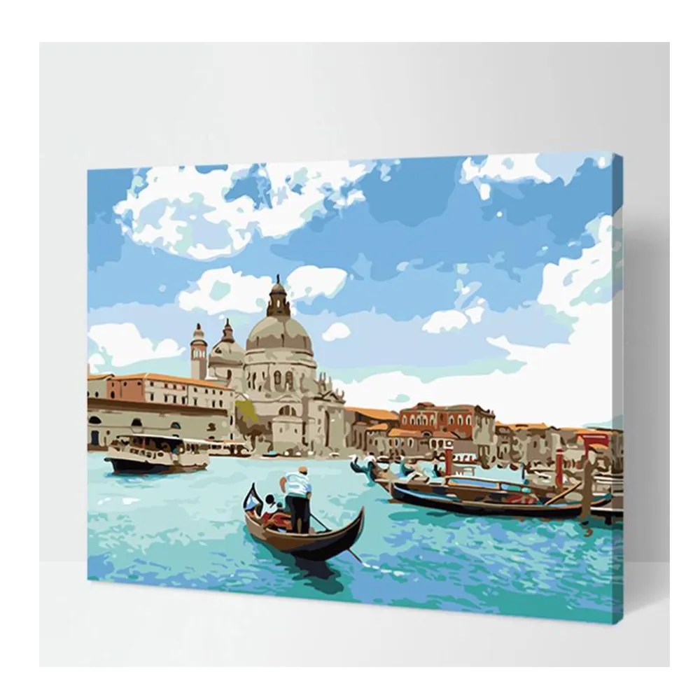 שמן ציור מסגרת ונציה על מים בד קיר אמנות ציור תמונה מסגרות דקור לסלון בד אמנויות אמנות