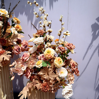 Ensemble de fleurs artificielles caramel pour toile de fond, arrangement floral en soie pour mariage, événement, fête, location, vitrine de magasin