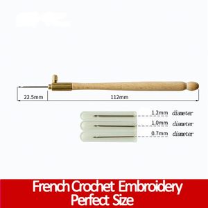 Crochet à tambour en bois avec 3 aiguilles, kit d'outils de couture pour broderie et perlage, pour loisirs créatifs DIY - Product Image 4