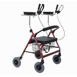 Foldable Portable <b>Walker</b> <b>Rollator</b> 60x26x71 Cm Red Four Wheel With Seat And Basket For Elderly Mobility Aid - Product Image 1