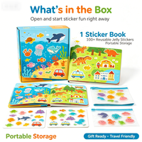 Livre d'activités magiques à thème animaux marins pour enfants, livre silencieux éducatif précoce avec autocollants en gelée pour le développement cognitif