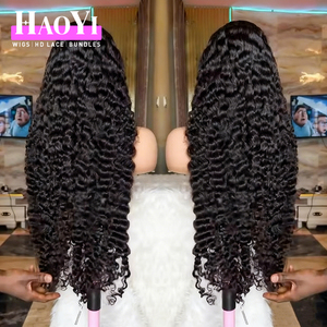 Perruque en cheveux humains bouclés birmans bruts, vente en gros, perruque frontale en dentelle HD, cuticules alignées, cheveux vierges, perruques bouclées profondes, cheveux humains, dentelle frontale - Product Image 1