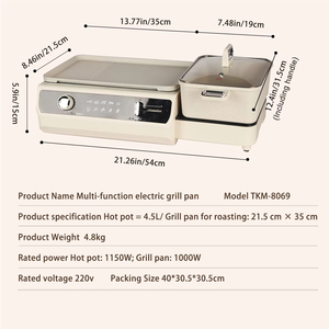 2026 Trending <b>Foldable</b> PTFE Non Stick Electric Hot Pot <b>BBQ</b> Grill Detachable Smokeless Cooker Mechanical Temperature Control - Product Image 3