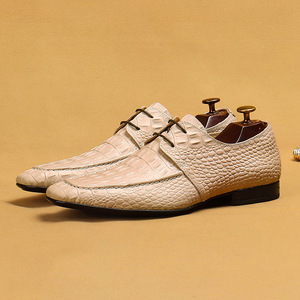 Crocodile-patterned men's leather <b>shoes</b>, genuine leather business casual derby <b>shoes</b>, English embossed men's <b>shoes</b> - Product Image 4