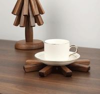 Sets de table en bois poli isolants et résistants à la chaleur, 3 pièces, design arbre rond, décoration d'intérieur, boîte en bois