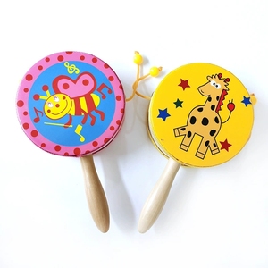 Wholesale Cartoon Animal Print Double-sided Rattle <b>Drum</b> Orff Percussion Instrument For Calming Toddler - Product Image 2