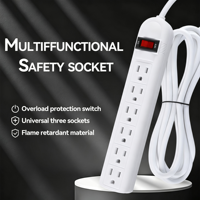 Protector de Sobretensión de 6 Tomas de Corriente, Protección Contra Sobrecarga, Cable de 2 m, Corriente Nominal de 10 A, Enchufe de Extensión, Cable de Extensión Eléctrico