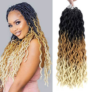 Gypsy Locs para extensiones de cabello Ombre trenzado sintético ondulado estilo Natural Faux Lox Crochet trenza cabello - Product Image 1