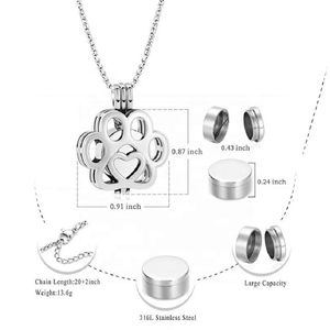 Ayna Cilalı Pençe Şeklinde Oyuk Paslanmaz Çelik Evcil Hayvan Külleri Kolye, Köpek Kedi İçin Anıt <span class=keywords><strong>Urn</strong></span> Hatıra Kolye Ucu - Product Image 3