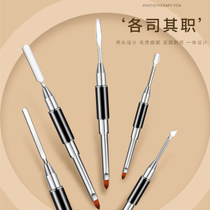 Bolígrafo de fototerapia de doble punta, mango de metal, no tóxico, 4 piezas, herramienta para decoración de uñas, para aplicación de gel y grabado en relieve - Product Image 1