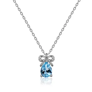 Ánh Phụ Nữ Hợp Thời Trang Phong Cách Vòng Và Lê Hình Moissanite Mặt Dây Chuyền Chính Hãng Đồ Trang Sức Bạc 925 Vòng Cổ Với Đá