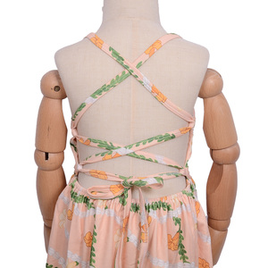 Cd-6-2 Halter Personalizado con Estampado Floral Hawaiano en Algodón, Tirantes Ajustables para Niñas - Product Image 5