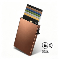 Portefeuille fin en aluminium anti-RFID fabriqué en Chine, porte-cartes de crédit pop-up, portefeuille minimaliste en métal pour homme, cadeau