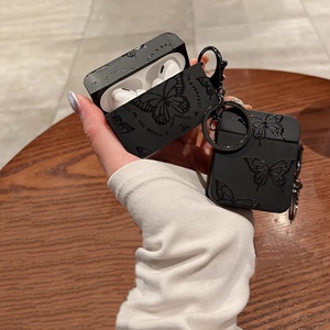 Funda de Silicona <span class=keywords><strong>con</strong></span> Diseño de Mariposas en Tono Oscuro, Compatible <span class=keywords><strong>con</strong></span> Auriculares Pro2 de 4.ª Generación y de <span class=keywords><strong>3</strong></span>.ª Generación - Product Image 1