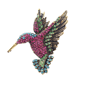 Broche de colibrí de estilo europeo americano al por mayor, nuevo <span class=keywords><strong>Pin</strong></span> de cuello de diamantes de imitación de moda transfronteriza para ropa de fiesta de mujer - Product Image 2
