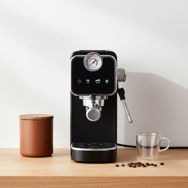 Electric Home Barista Semi Automatic Espresso Coffee Brewing Machine Smart Touch Control Visible Pressure Meter Household Use