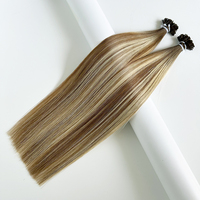50g MOQ 1g Strand Dark Root Dimensional Honey Blonde Balayage Color Extensiones de cabello humano SDD Punta plana Ktips Bonding Hair
