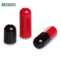 Capsules vides à revêtement entérique séparées noires et rouges, imprimées sur mesure, taille 1 #   Capsule noire rouge foncé ouverte