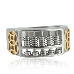 European American Style <b>Titanium</b> Steel Abacus <b>Ring</b> Retro Punk Women's Hollow Geometric Fashion Jewelry 21055 - Product Image 2