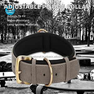 Luxurious Simple PU Leather Dog Collar with Metal Buckle and D <b>Ring</b> Quick Release Adjustable Training Collar Belt for Dogs <b>Cats</b> - Product Image 3