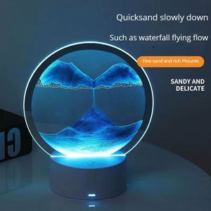 Sablier lampe <span class=keywords><strong>de</strong></span> table diode électroluminescente art <span class=keywords><strong>sables</strong></span> mouvants lampe <span class=keywords><strong>de</strong></span> <span class=keywords><strong>nuit</strong></span> 3D mobile sable boîte verre chambre lampe - Product Image 3
