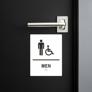 Letrero <span class=keywords><strong>de</strong></span> baño minimalista para hombres en Braille, diseño <span class=keywords><strong>de</strong></span> icono <span class=keywords><strong>de</strong></span> alta visibilidad para centros comerciales, estaciones <span class=keywords><strong>de</strong></span> tránsito, señalización <span class=keywords><strong>de</strong></span> inodoro inclusiva - Product Image 6