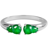 Bague en argent S925 avec jadéite naturelle de qualité A, émeraude double-coupole de type glace, pour femme, design ajustable, pour mariage et soirée, rhodiée