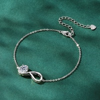 Nouveau bracelet chaîne et maillons Infinity en moissanite, argent sterling S925 plaqué or rhodié, bijoux de luxe légers pour femmes, cadeau