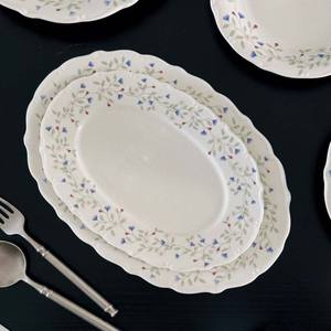 Flotteur de fleurs bleues vintage 12 "10" 8 "assiette à dîner en céramique de grande taille assiette de fête de mariage gâteau de thé de l'après-midi - Product Image 5