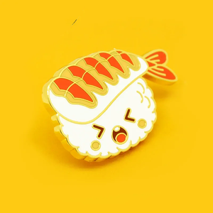 Personnalisé créatif japonais délicieux nourriture traditionnelle saumon <span class=keywords><strong>Sushi</strong></span> et crevettes <span class=keywords><strong>Sushi</strong></span> fer plaqué or émail doux broche en métal - Product Image 5